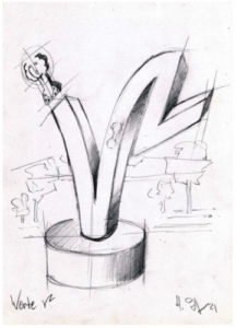 Memorial and reference for the victims and volunteer helpers of the disaster year 2021, sketch. (c) Heinz Zolper